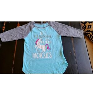 Girls Raglan 3/4 Sleeve Graphic Tee